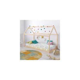 Lit Cabane Panda 90x200 + 1 Sommier / Naturel/ 205x97x135