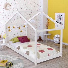 Lit Cabane Koala 90x190 + 1 Sommier / Blanc/ 199x95x150 Cm