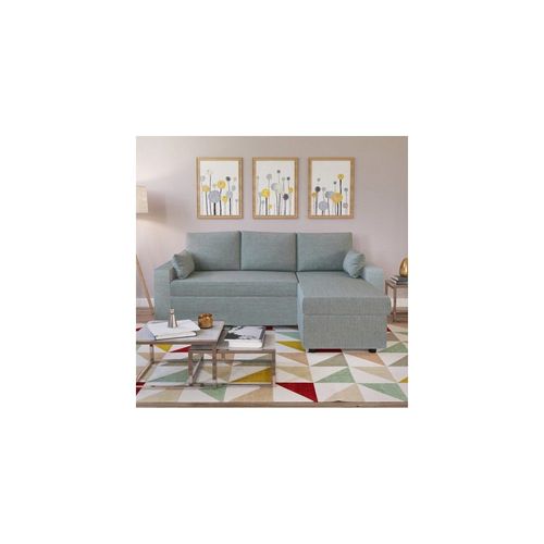 Canapé D'angle Odeon Convertible, Coffre Et Réversible / Gris Clair/ 220x147x87 Cm