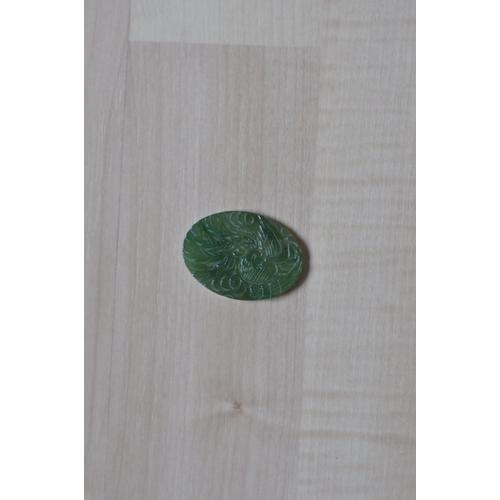 Medaillon Vert En Pierre 3,8 X 2,8 Cm Environ Jadite Nephrite Jadeite Jade