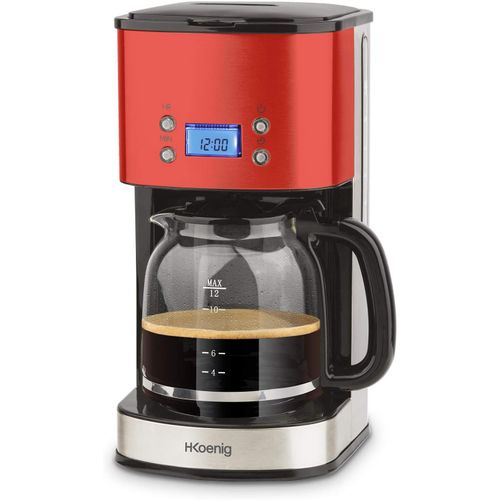 Cafetière Programmable De 1,5l 1000w Gris Noir Rouge