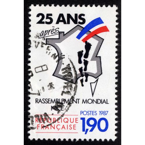 Timbre : 1987 25 Ans Après Rassemblement Mondial Nice,République Française,Postes,1,90