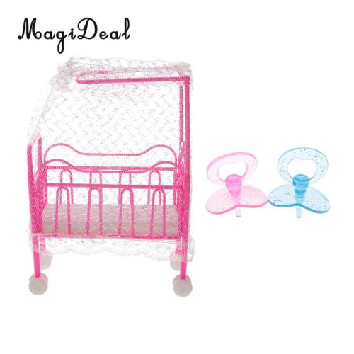 Ensemble De Lit De Poupée En Plastique, Accessoires De Maison De Poupée, Chambre De Bébé, Meubles De Maison De Poupée, Jouets Pour Enfants