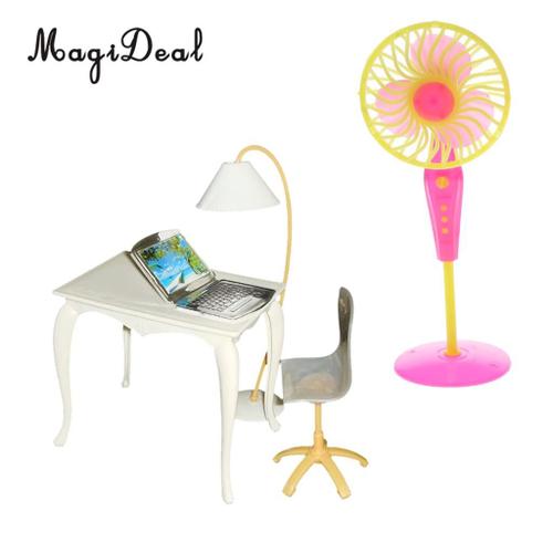 Chaise De Bureau Miniature En Plastique, 3 Pièces, Ventilateur De Sol, Ensemble De Jeu Pour Figurines D'action, Poupées, Maison, Jardin, Chambre À Coucher, Meubles De Décoration, Accessoires