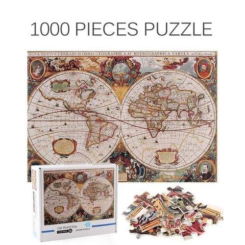 Puzzle En Papier Stimulant, 1000 Pièces, Carte Éducative Anti Stress De L'ancienne Ère, Cadeau Pour Adultes