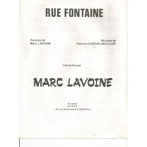 Rue Fontaine Marc Lavoine