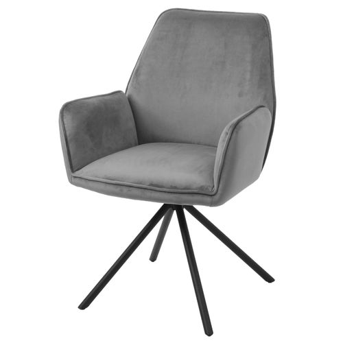 Chaise De Salle À Manger Hwc-G67, Chaise De Cuisine, Pivotante, Auto-Position   Velours, Gris Foncé