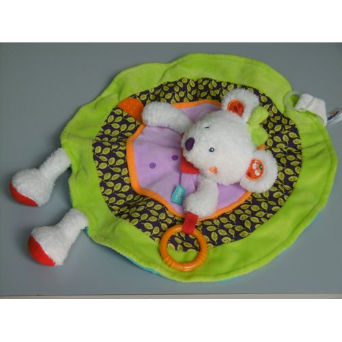 Doudou Souris Blanc Vert Violet Orange Rond Grelot Babysun