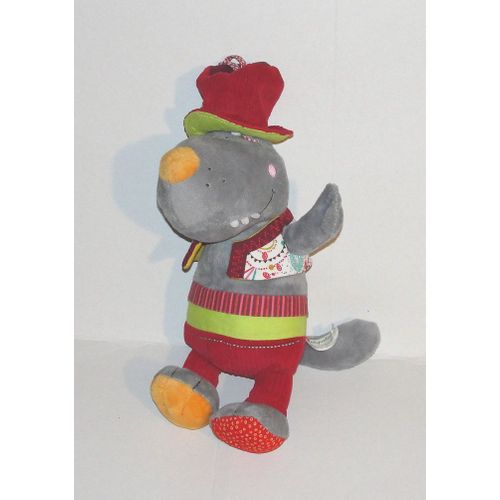 Peluche Loup Musical Liliputiens Doudou Loup Chapeau Lapin Boite A Musique 36 Cm