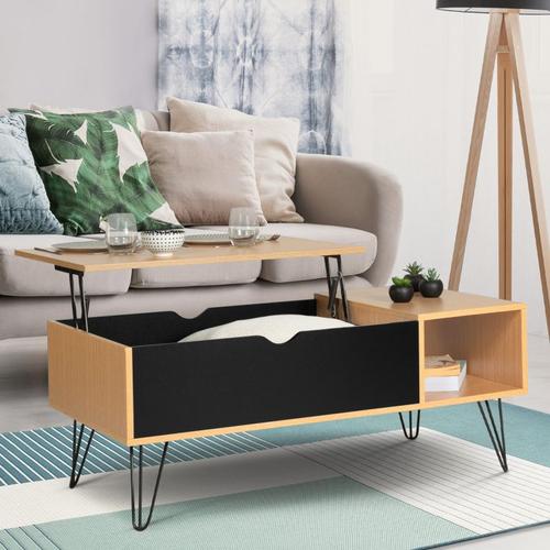 Table Basse Plateau Relevable Noemi Bois Pieds Epingle