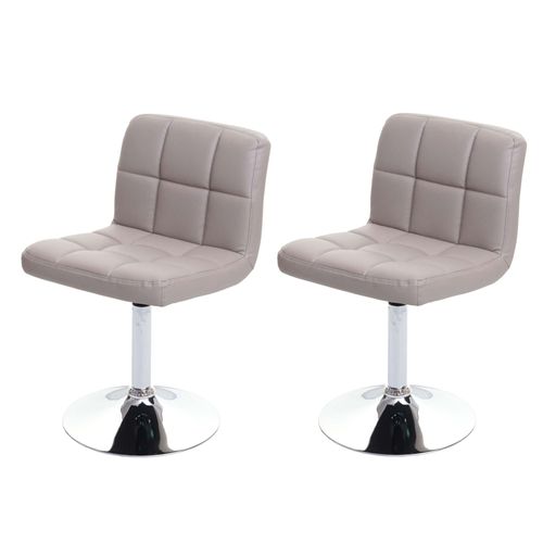 2x Chaise De Salle À Manger Chaise Pivotante Kavala Simli Cuir Chrome Taupe-Gris