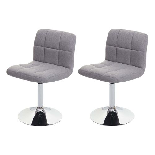 2x Chaise De Salle À Manger Kavala, Chaise De Cuisine Tissu/Textile Chrome Pivotant Gris Clair