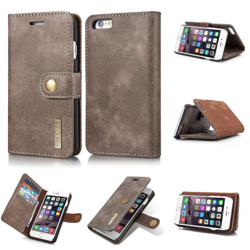 Coque Iphone 6s,Etui Iphone 6s,Etui Housse De Protection Magnétique À Deux Volets Iphone 6s,Portefeuille Etui En Cuir Pu Premium Portefeuille Housse Pour Iphone 6s,Gris