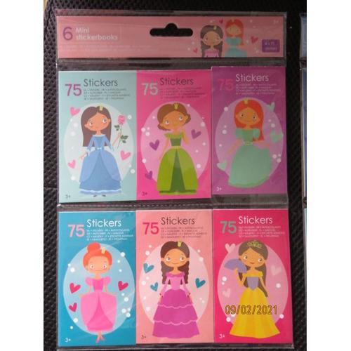 Lot De 6 Carnets D'autocollants Princesses