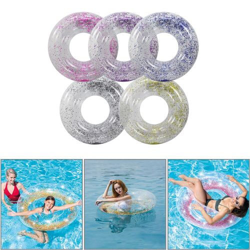 Anneau De Natation Gonflable Transparent À Paillettes, Bouée De Vie Pour Adultes Et Enfants