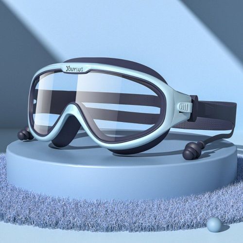 Lunettes De Natation Pour Enfants, Étanches Et Anti Buée, Grande Monture Hd, Pour Garçons Et Filles, Avec Un Ensemble De Bouchons D'oreilles