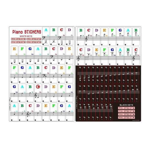 Autocollants de Notes de Piano en couleur, lettres autocollantes, clavier à  main, rouleau de Piano, Notes transparentes, Notes transparentes,  49/61/76/88 touches