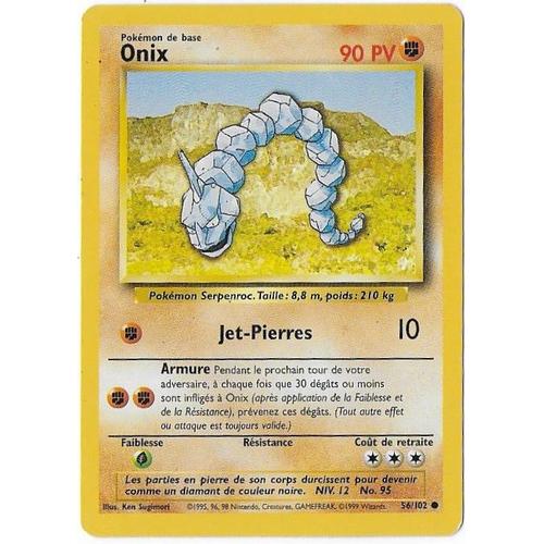 Onix 56/102 - Pokemon Set De Base - Carte Française