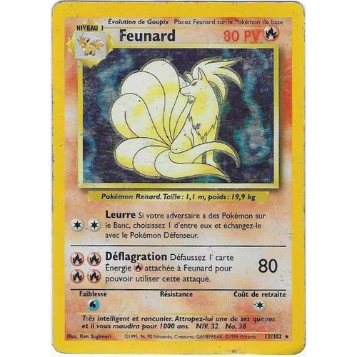 Feunard 80 Pv 12/102 - Pokémon Set De Base - Rare Holographique - Carte Française