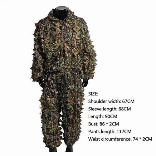 Tenue De Chasse Discrète En Forêt Camouflage 3d À Feuilles D'érable,Ghillie Suit, Costume De Sniper, Protection Contre Tirs Aériens, Taille Adulte, Couleurs Vertes, Accessoire Militaire Pour La Jungle Multicam,