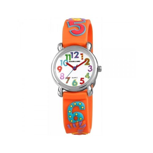 Montre Grands Chiffres Colorés Excellanc Bracelet En Silicone Orange