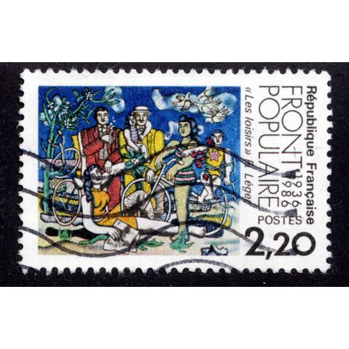 Timbre : Front Populaire 1936-1986 Les Loisirs F. Léger,République Française,Postes,2,20