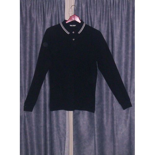Polo Noir À Manches Longues Homme Taille S