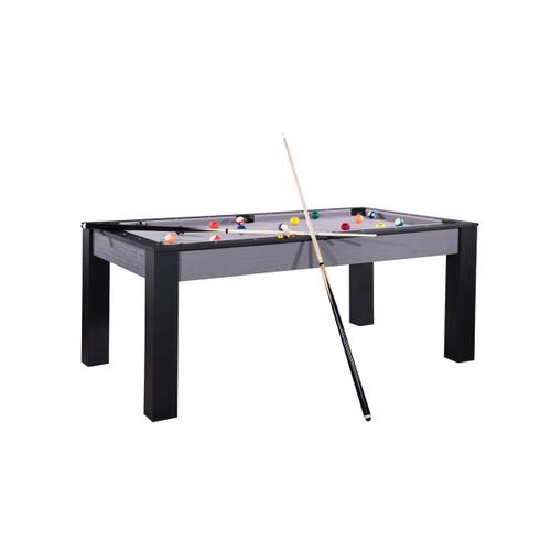 Billard Monaco convertible en table a manger - 6 personnes - Couleur gris et noir avec tapis gris