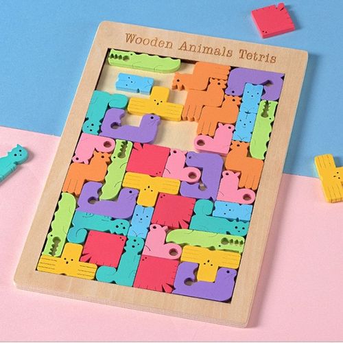 Casse Tête En Bois Pour Enfants, Jouets Éducatifs, Jeu Tetris D'apprentissage, Puzzle 3d