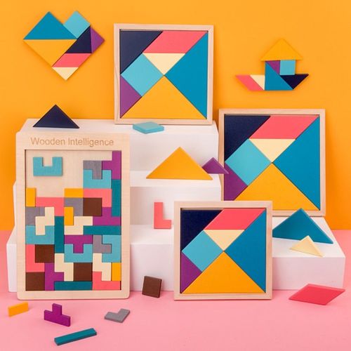 Puzzle Tangram Magique En Bois, Jouets Éducatifs, Développement Du Cerveau, Jeu Tetris, Apprentissage Préscolaire