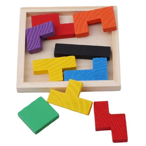 Jeu De Puzzle Tangram En Bois Coloré, Casse Tête, Tetris, Apprentissage Intellectuel, Jouets Éducatifs Pour Enfants