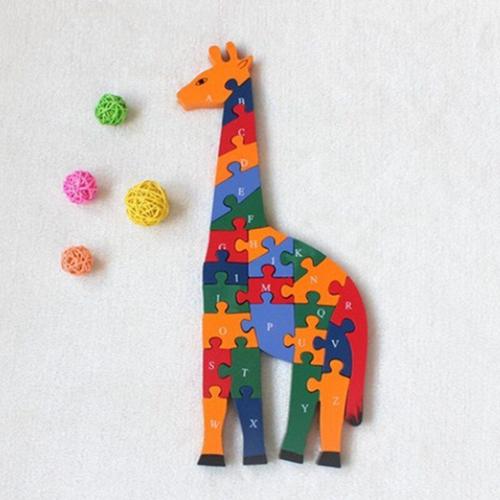 Puzzle 3d En Bois Bébé Jeunes Enfants Premières Leçons Apprises Intelligence Dessin Animé Animal Girafe Puzzle Jouets En Bois