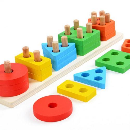 Blocs De Construction En Bois Pour Bébés, Jouets Pour Enfants, De Forme Géométrique, Montessori, Enseignement, Penchant, Éducation, Jeux De Blocs À Découper