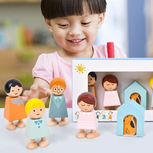 Blocs De Construction De Personnages Intéressants, Jouets En Bois Pour L'éducation Précoce Des Enfants, Cognition Des Bébés, Jouets De Famille, Cadeau