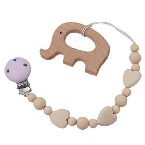 Anneau De Dentition En Bois Et Silicone Pour Bébé, Hochets Mobiles Classiques En Forme D'animal, Perles En Bois Et En Silicone, Biberon, Accessoires De Poussette, Jouets