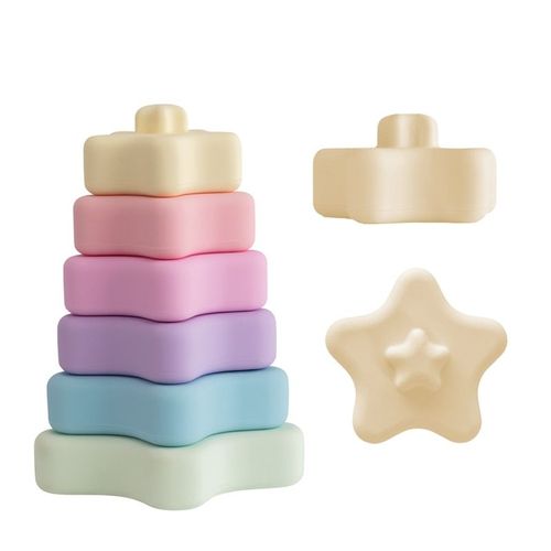 Blocs Sensoriels Doux Pour Bébé, Anneau De Dentition En Silicone, Blocs De Construction Jenga Éducatifs, Tour De Pliage 3d, Jouets Pour Nourrissons, 6 Pièces