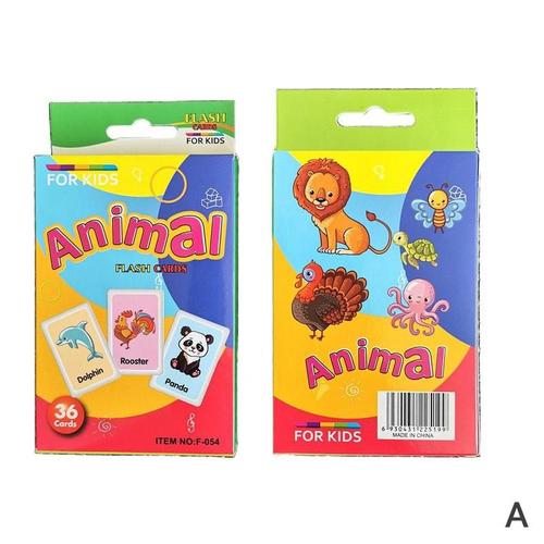 Carte Flash Pour L'apprentissage Des Animaux Et Des Fruits, 36 Cartes Dans Une Boîte, Apprentissage Des Mots, Jouets, Jeu Éducatif Anglais, Pictu T2z6