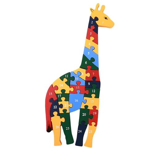 Puzzle En Bois Bébé Bambin Enfants Enfants Premières Leçons Apprises Intelligence Dessin Animé Animal Girafe Puzzle Jouets En Bois