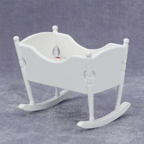 Couffin En Bois Blanc, Échelle 1:12, Simulation De Meubles De Chambre À Coucher, Décor