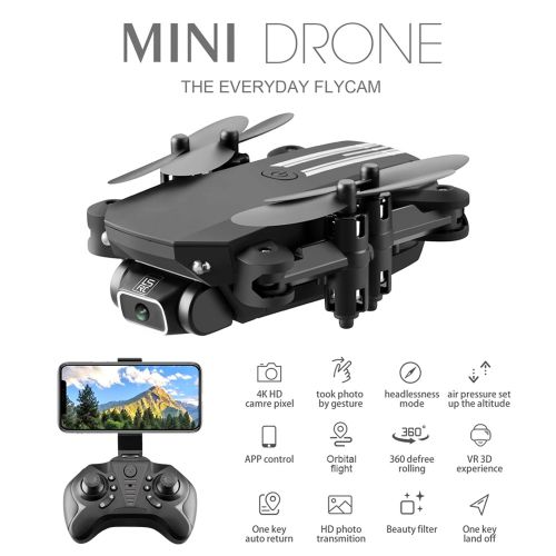 Mini Drone Avec Caméra Hd 4k 2021 P, Wifi, Fpv, Pression De L'air, Maintien De La Hauteur, Noir Et Gris, Quadricoptère Rc Pliable, Jouet Cadeau, Nouveauté 1080-Générique