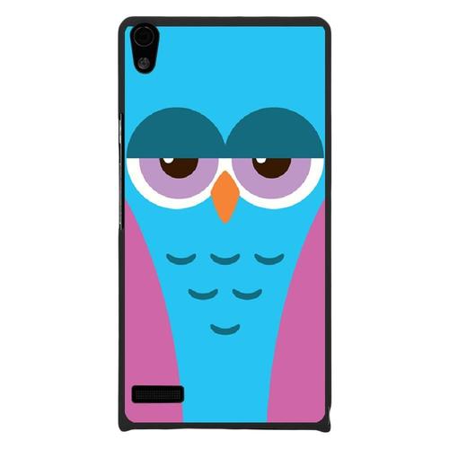 Coque Rigide Pour Huawei Ascend P6 Avec Impression Motifs Chouette Endormie Bleu