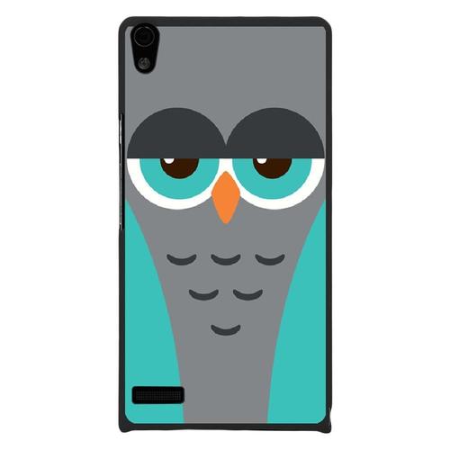 Coque Rigide Pour Huawei Ascend P6 Avec Impression Motifs Chouette Endormie Bleu