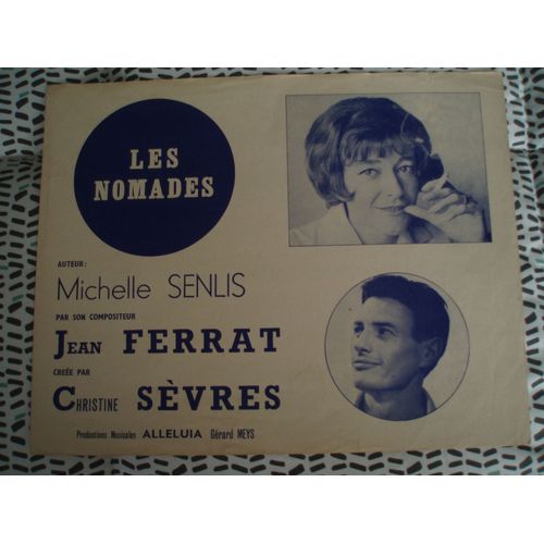 Jean Ferrat / Michelle Senlis / Partition Les Nomades De 1963.