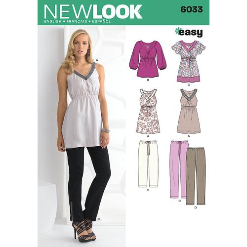 Patron New Look 6033-Ensemble Pantalon, Blouse-Taille 34-44