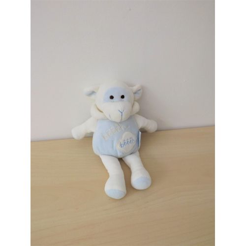 Doudou Vache Mouton Blanc Bleu Éveil Et Tendresse Cmp