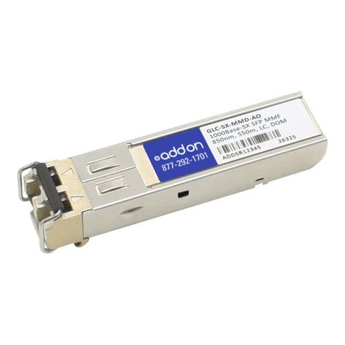 AddOn Cisco GLC-SX-MMD Compatible SFP Transceiver - Module transmetteur SFP (mini-GBIC) - GigE - 1000Base-SX - LC multi-mode - jusqu'à 550 m - 850 nm - pour Cisco 38XX; Catalyst 3560, ESS9300;...