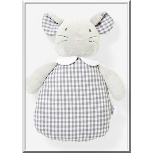 Doudou Poupee Souris Jacadi Chalet Peluche Grelot Hochet Jouet Gris Animal Tissu Vichy Soft Toy Plush Mouse Cuddle Baby