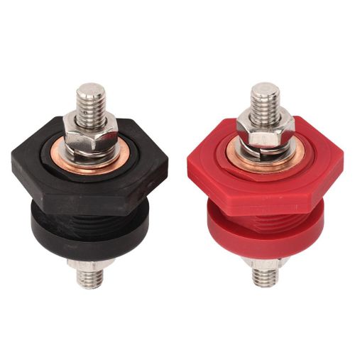 1 Paire De Cosses De Batterie Traversant Panneau 3/8 En Noir Rouge Ac17862