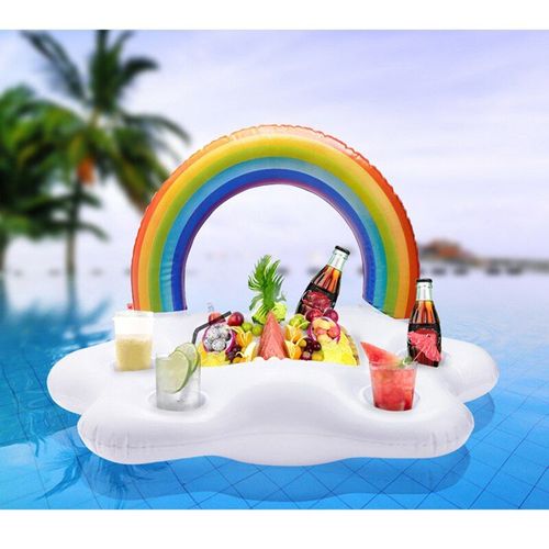 Porte Gobelets Gonflable Pour Piscine D'été, Seau De Fête, Nuage Arc En Ciel, Joue Le Rôle De Refroidisseur De Boisson, Plateau De Table, Bar Anneau De Natation De Plage