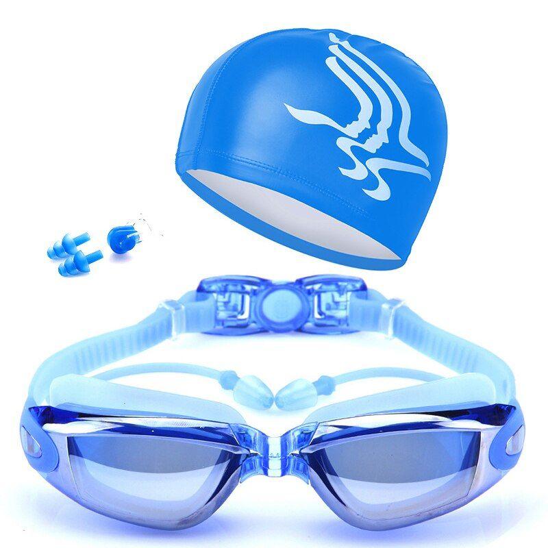 Lunettes de natation en Silicone, Clip nez oreilles, bouchon, ensemble de  bonnets de natation, Anti buée réglable, lunettes de natation, équipement  de lunettes de plongée